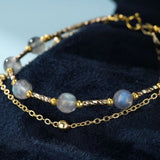 Bracelet Labradorite Laiton Plaqué Or 14K - Biloria