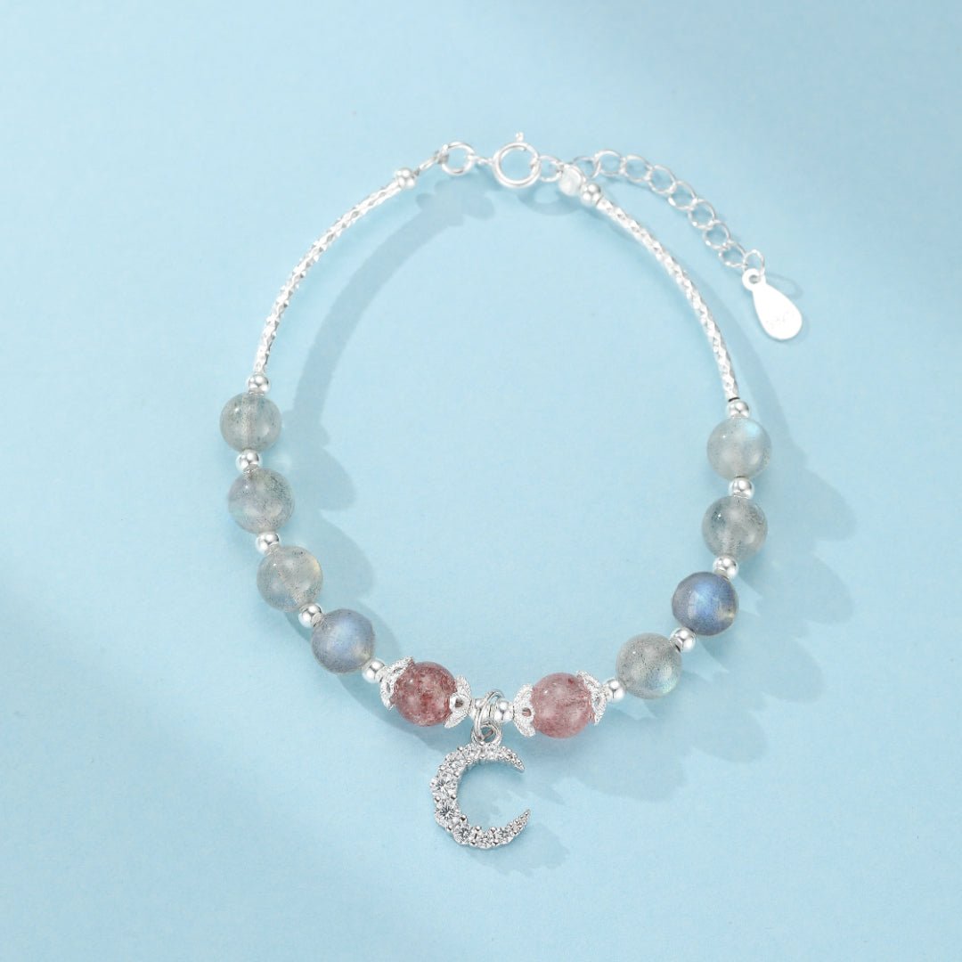 Bracelet Labradorite Quartz Fraise Argent 925 Bien-être - Biloria