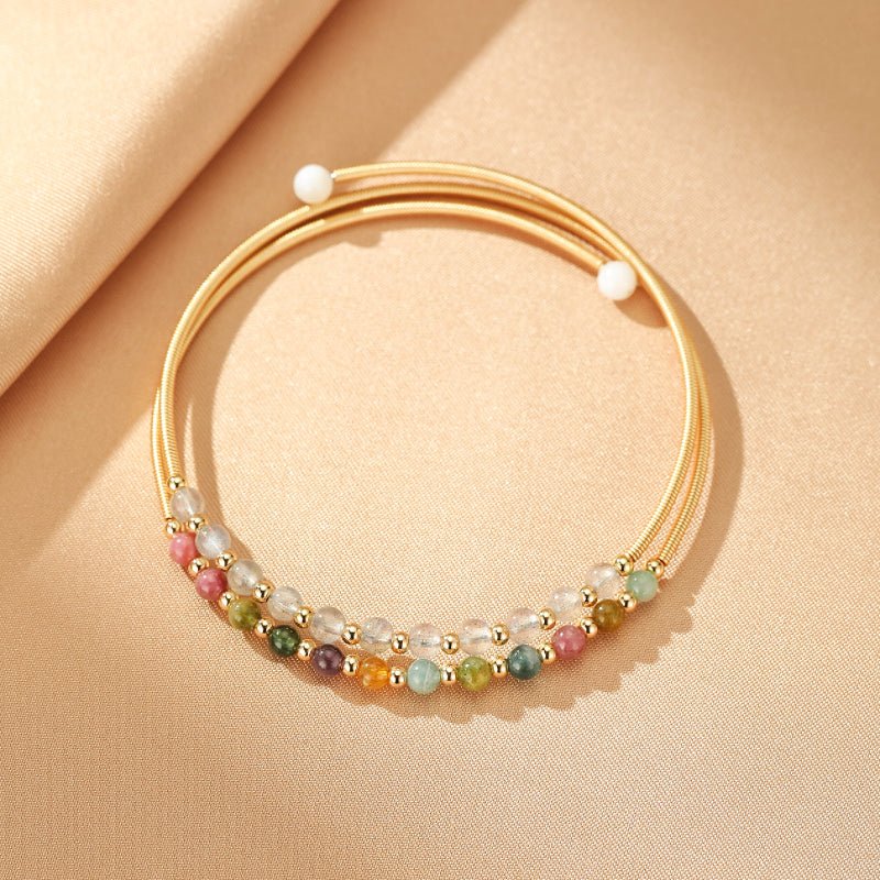 Bracelet Labradorite Tourmaline Or 14K Pierres Fines - Biloria