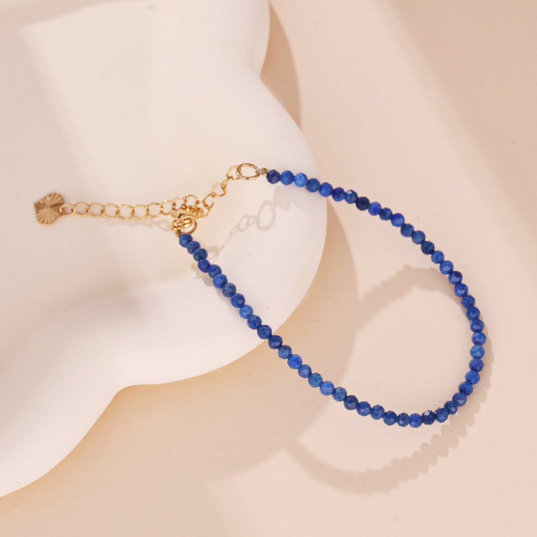 Bracelet Lapis Lazuli 3mm sur chaîne ajustable - Biloria