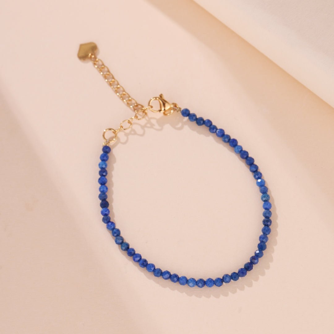 Bracelet Lapis Lazuli 3mm sur chaîne ajustable - Biloria