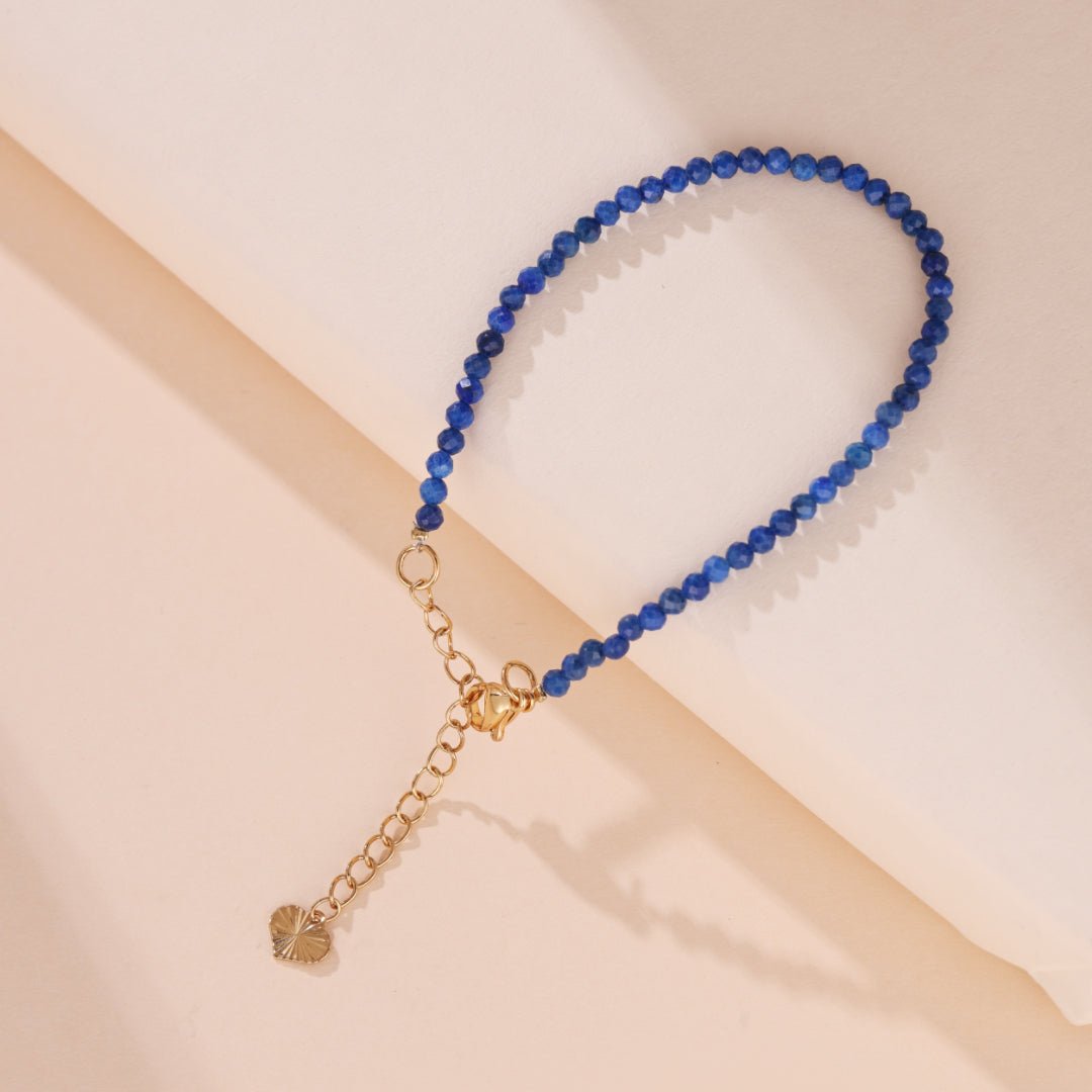 Bracelet Lapis Lazuli 3mm sur chaîne ajustable - Biloria