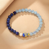 Bracelet Lapis Lazuli Aigue Marine Poisson de Bonheur 6mm - Biloria