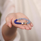 Bracelet Lapis Lazuli Aigue Marine Poisson de Bonheur 6mm - Biloria