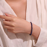 Bracelet Lapis Lazuli Aura Bleue 4mm Bijou Artisanal Fait Main - Biloria