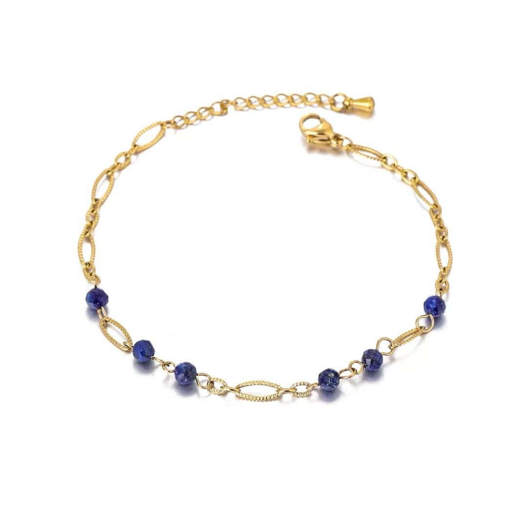 Bracelet Lapis-Lazuli Doré pour Clarté Mentale - Biloria