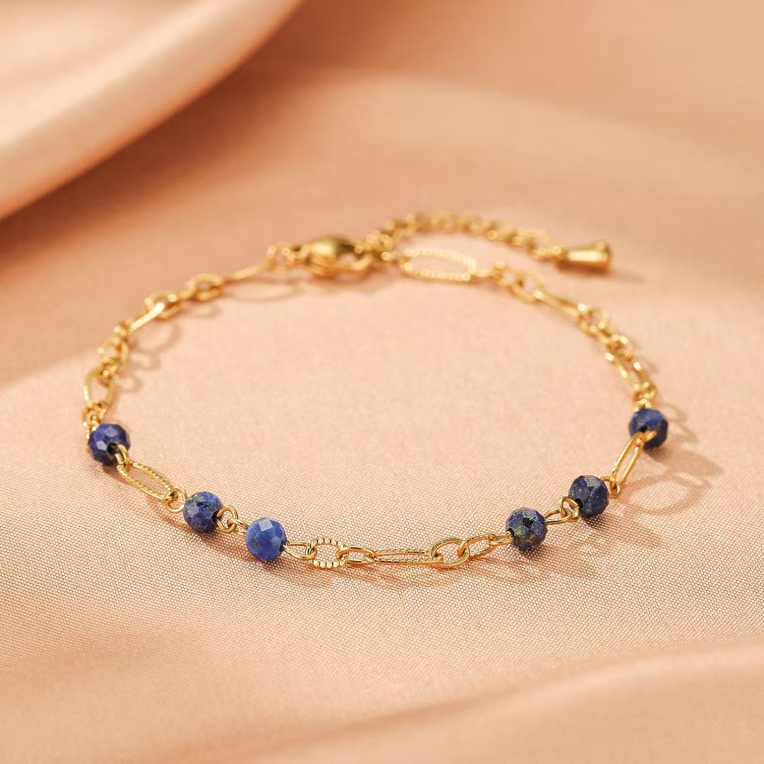 Bracelet Lapis-Lazuli Doré pour Clarté Mentale - Biloria