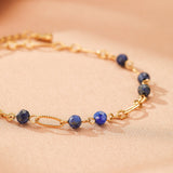 Bracelet Lapis-Lazuli Doré pour Clarté Mentale - Biloria