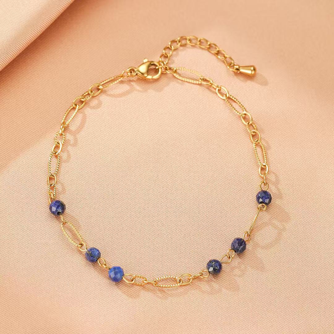Bracelet Lapis-Lazuli Doré pour Clarté Mentale - Biloria