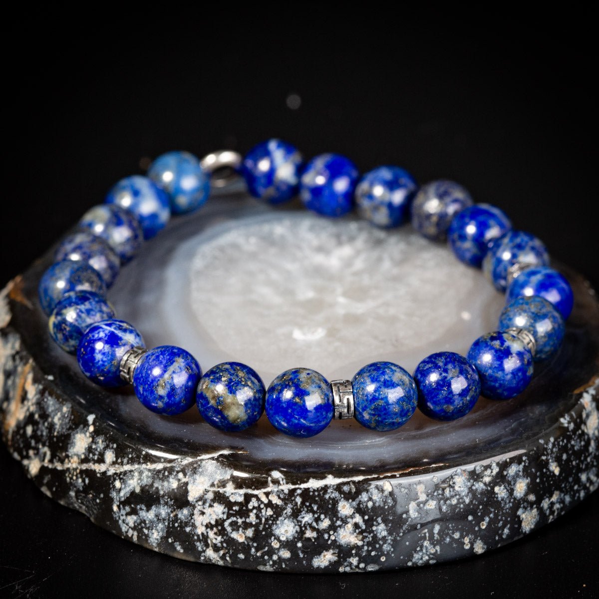 Bracelet Lapis Lazuli Homme Argent 925 – Élégance Discrète - Biloria
