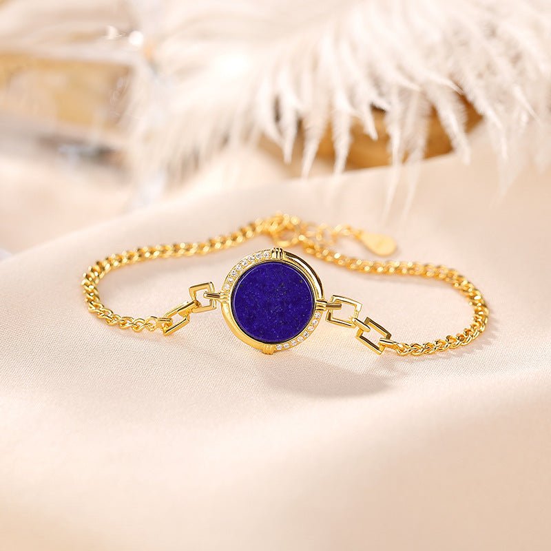 Bracelet Lapis Lazuli Mandala en Argent Plaqué Or - Biloria