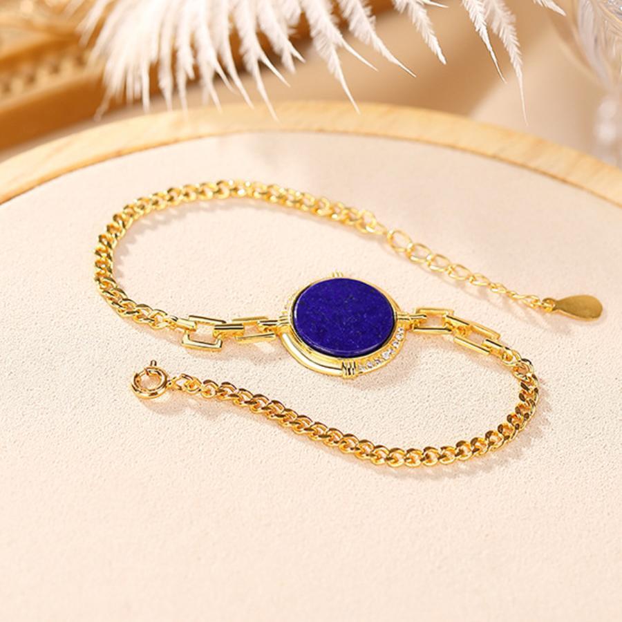 Bracelet Lapis Lazuli Mandala en Argent Plaqué Or - Biloria