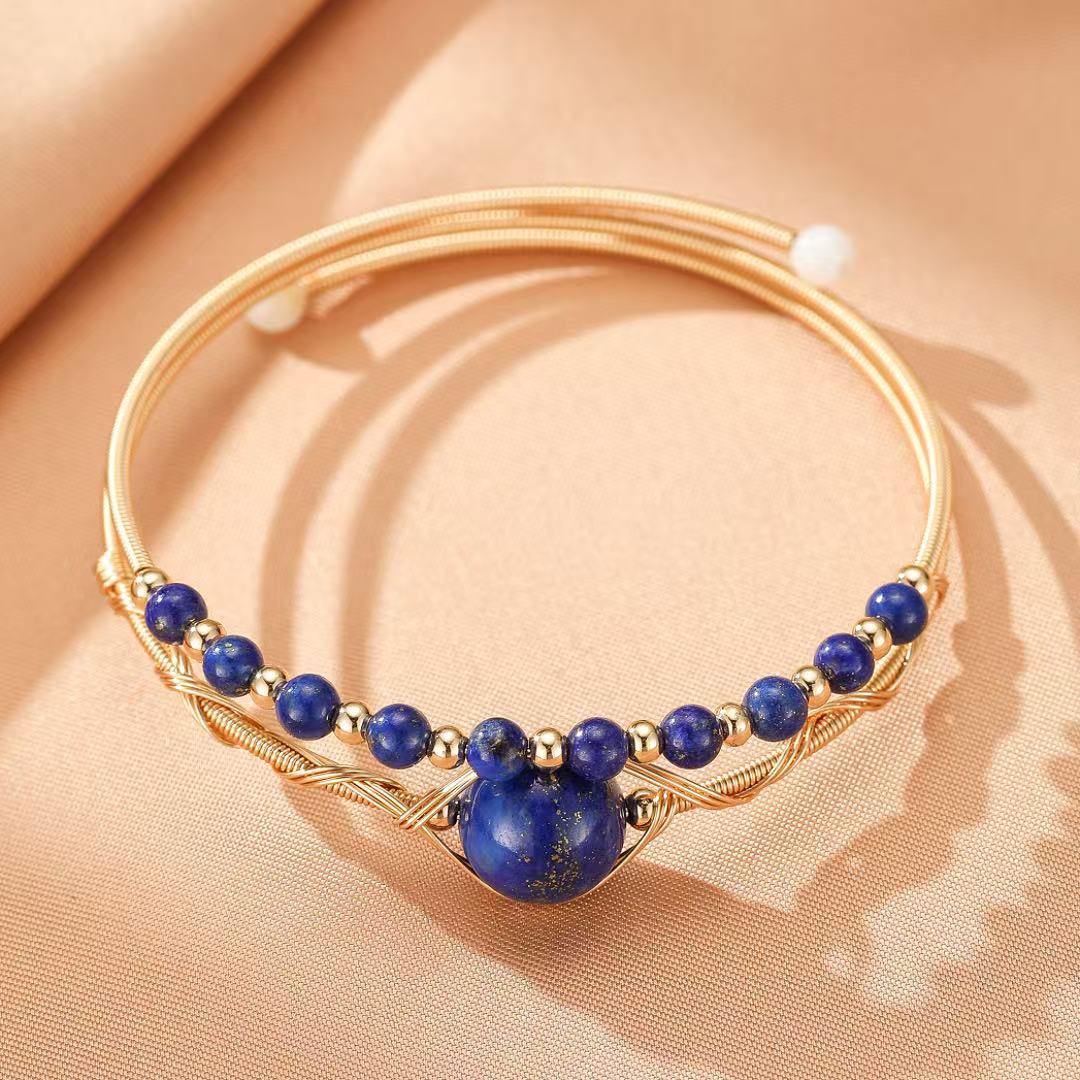 Bracelet Lapis Lazuli Œil Protecteur - Bijou Intuitif Argent Plaqué Or - Biloria