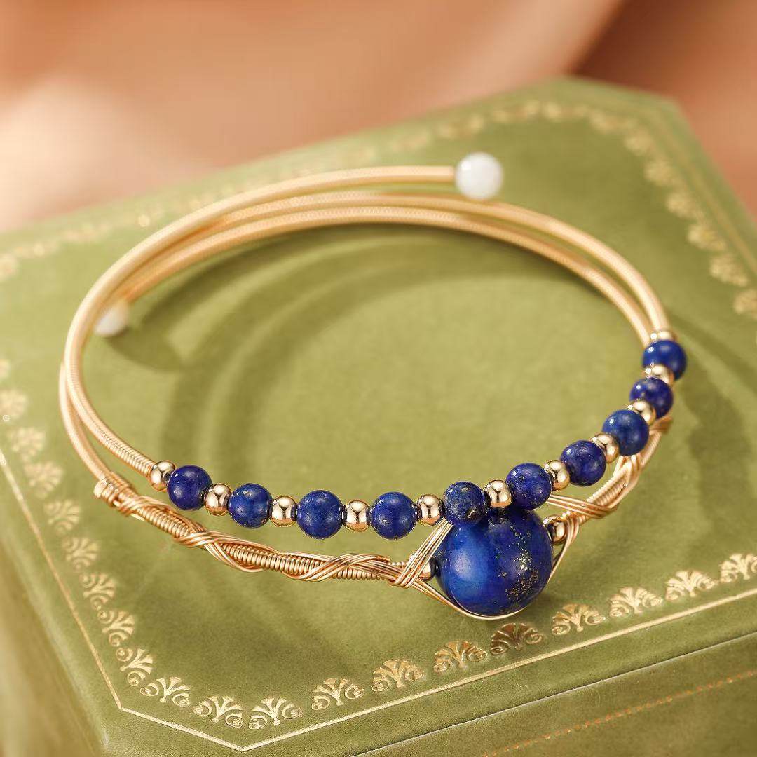 Bracelet Lapis Lazuli Œil Protecteur - Bijou Intuitif Argent Plaqué Or - Biloria