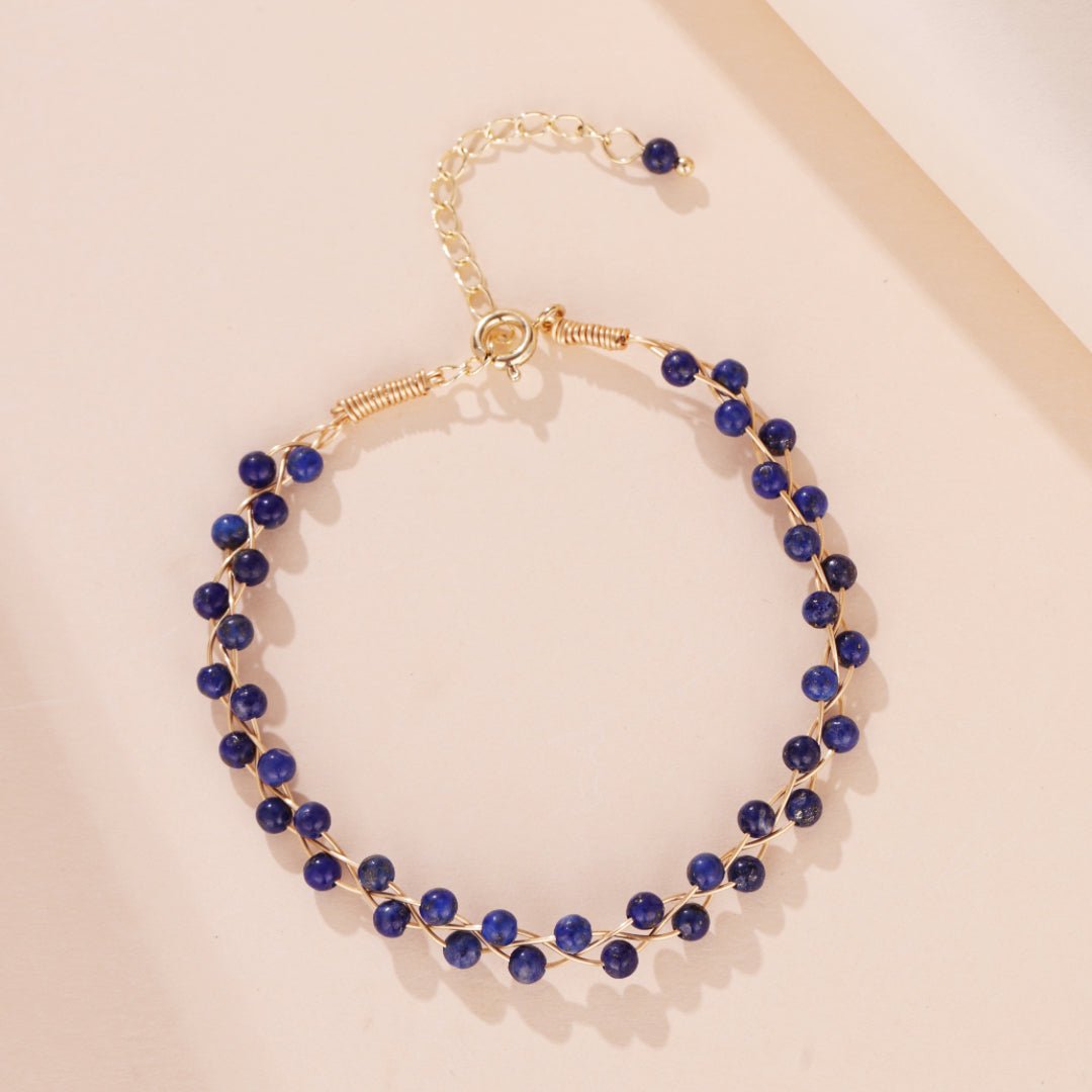 Bracelet Lapis Lazuli Vague Céleste Plaqué Or - Biloria