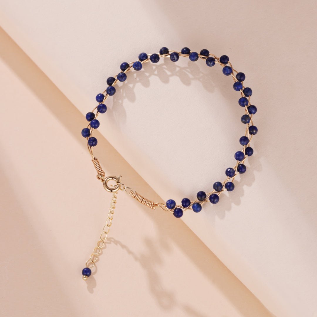 Bracelet Lapis Lazuli Vague Céleste Plaqué Or - Biloria