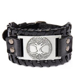 Bracelet Large Arbre de Vie Celtique en Cuir Tressé - Biloria