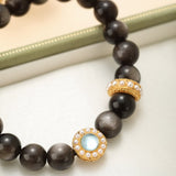 Bracelet lithothérapie Obsidienne et Aigue Marine - Biloria