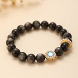 Bracelet lithothérapie Obsidienne et Aigue Marine - Biloria