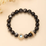 Bracelet lithothérapie Obsidienne et Aigue Marine - Biloria