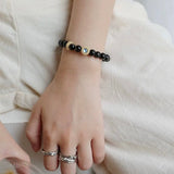 Bracelet lithothérapie Obsidienne et Aigue Marine - Biloria