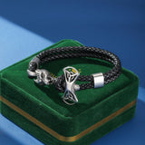 Bracelet Loup Cuir Noir Homme – Symbole Celtique - Biloria