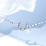 Bracelet Lune et Étoile Argent 925 – Bijou Féminin Taille Réglable - Biloria