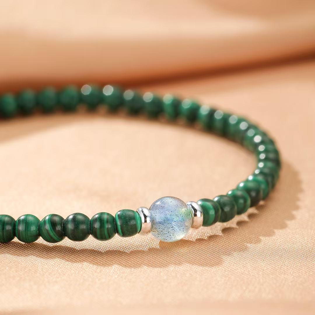 Bracelet Malachite et Labradorite en Argent - Harmonie et Protection - Biloria