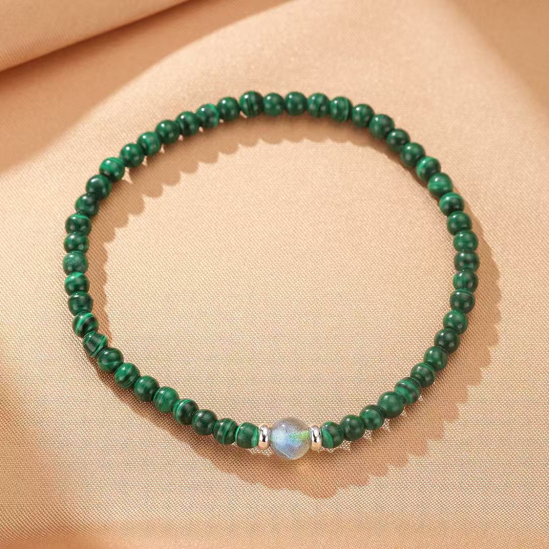 Bracelet Malachite et Labradorite en Argent - Harmonie et Protection - Biloria