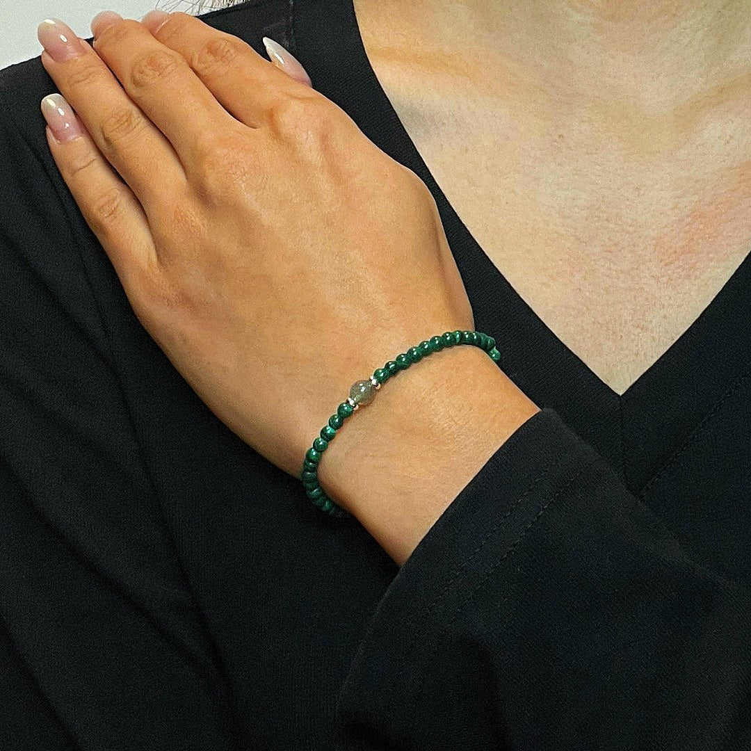 Bracelet Malachite et Labradorite en Argent - Harmonie et Protection - Biloria