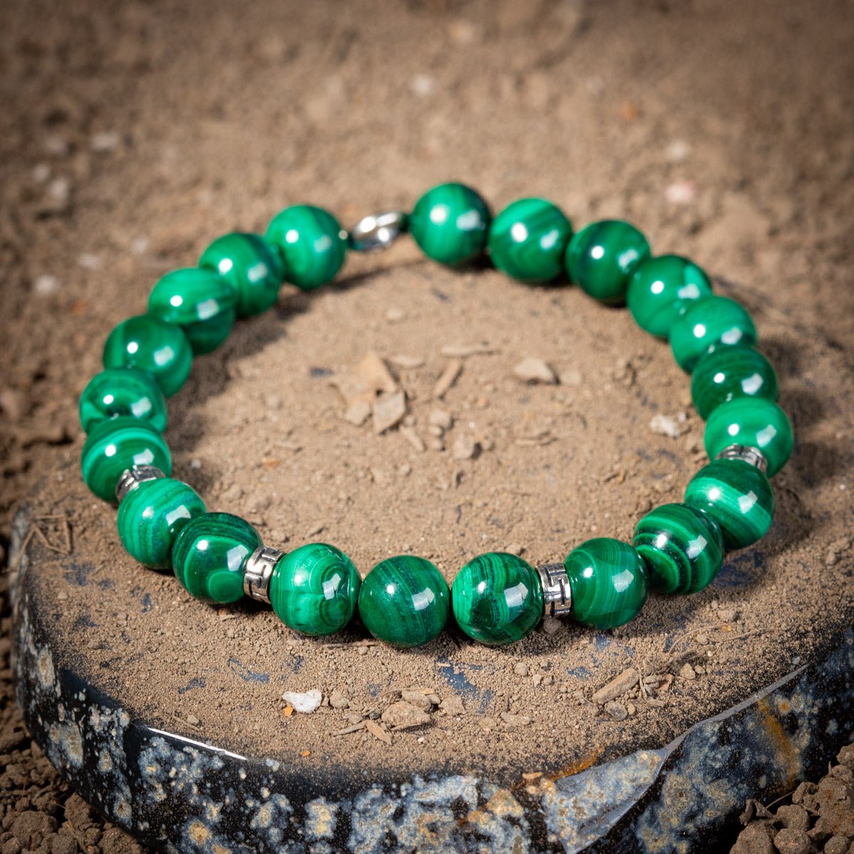 Bracelet Malachite Homme Argent 925 – Protection et Élégance - Biloria