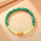 Bracelet Malachite Préhnite Ambre pour Harmonie et Sérénité - Biloria