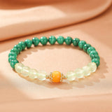 Bracelet Malachite Préhnite Ambre pour Harmonie et Sérénité - Biloria
