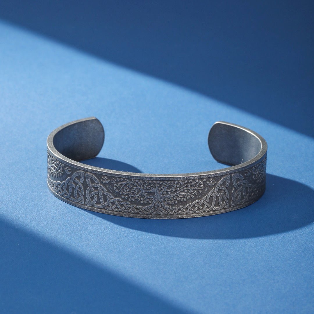 Bracelet Manchette Arbre de Vie Motifs Celtiques – Acier 316L - Biloria
