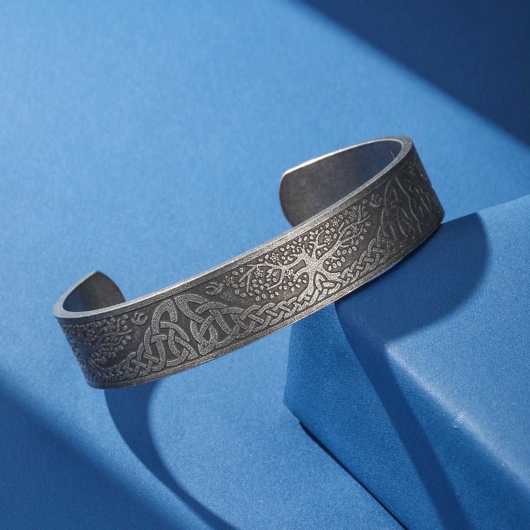 Bracelet Manchette Arbre de Vie Motifs Celtiques – Acier 316L - Biloria