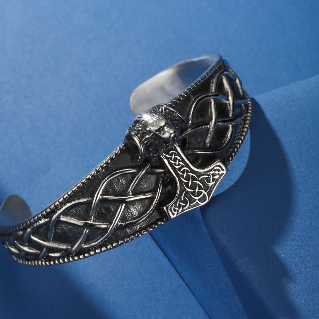 Bracelet Manchette Viking Marteau de Thor Acier Inoxydable - Biloria