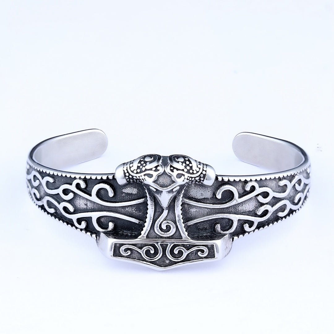 Bracelet Manchette Viking Marteau de Thor Acier Inoxydable - Biloria