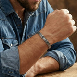 Bracelet Manchette Viking Runes Nordiques Acier - Biloria