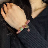 Bracelet Maneki-neko Quartz Fraise, Argent Plaqué Or - Biloria
