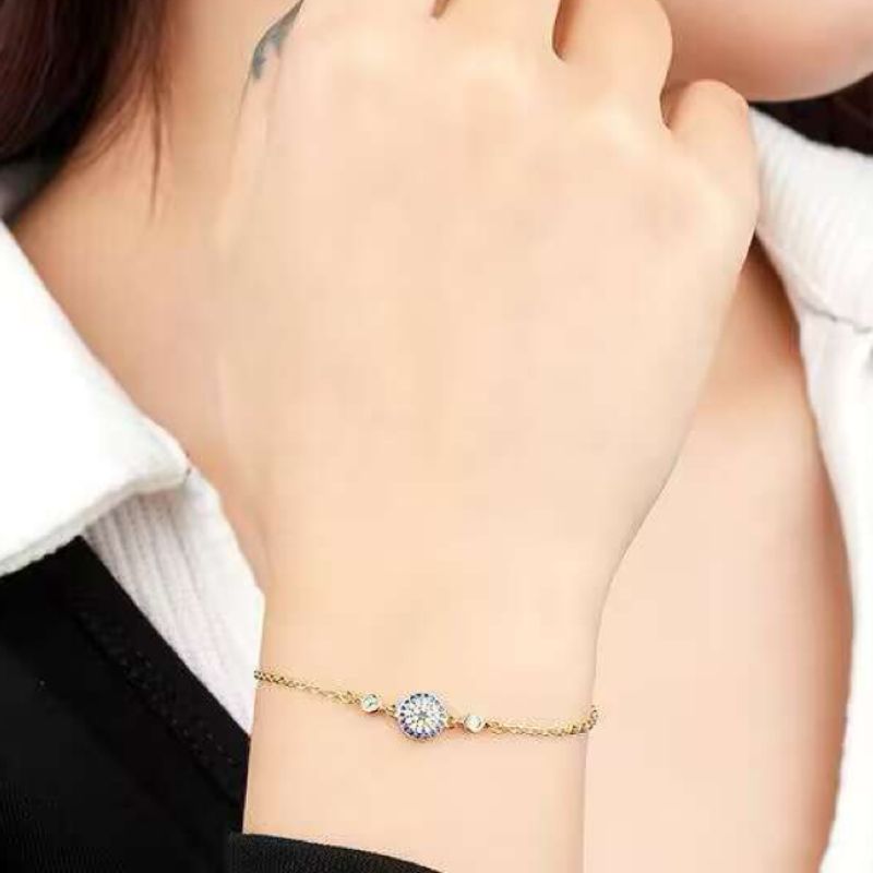 Bracelet Mauvais Œil Argent Plaqué Or – Zircon - Biloria