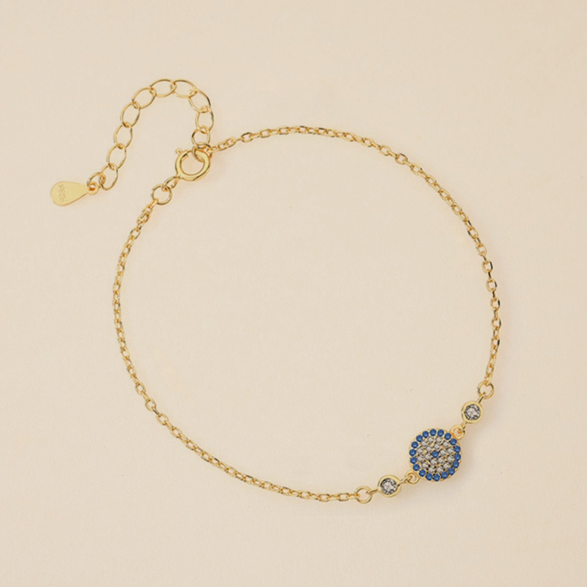 Bracelet Mauvais Œil Argent Plaqué Or – Zircon - Biloria