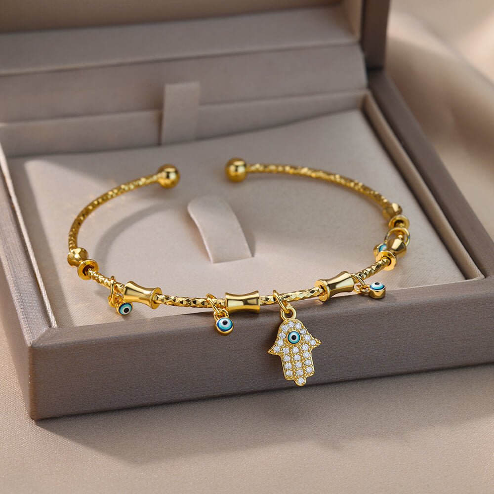 Bracelet Mauvais Œil Bénédiction en Zircon — Protection et Style - Biloria