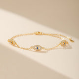 Bracelet Mauvais Œil Protecteur – Argent Plaqué Or, Zircons - Biloria