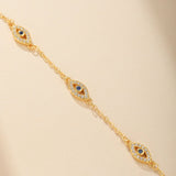 Bracelet Mauvais Œil Protecteur – Argent Plaqué Or, Zircons - Biloria
