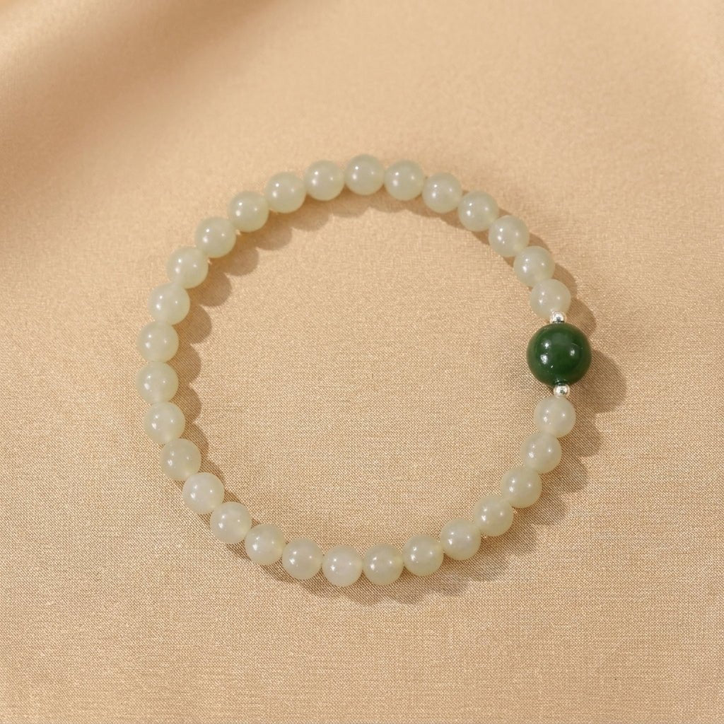 Bracelet Mère-Fille Jade Néphrite Argent S999 – Bijou Lien - Biloria