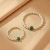 Bracelet Mère-Fille Jade Néphrite Argent S999 – Bijou Lien - Biloria