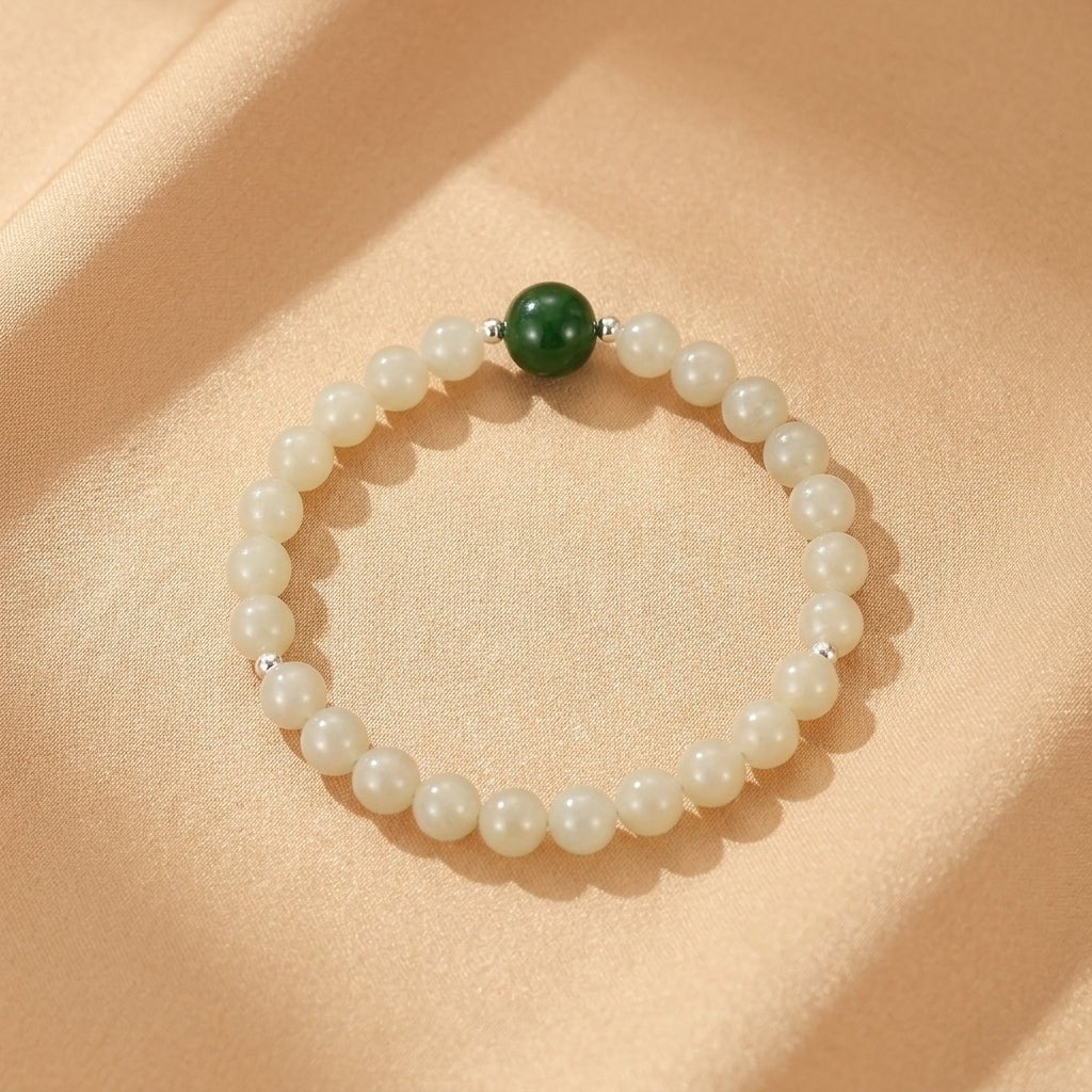 Bracelet Mère-Fille Jade Néphrite Argent S999 – Bijou Lien - Biloria