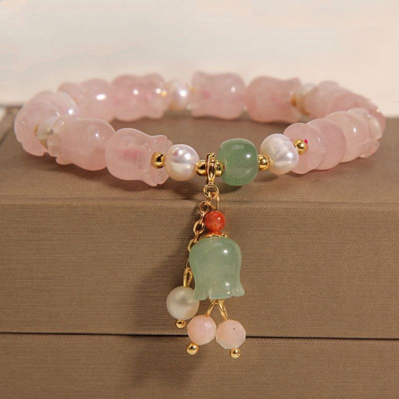 Bracelet Muguet Quartz Rose Perle Divine - Méditation et Sérénité - Biloria