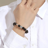 Bracelet Obsidienne Argent 925 Protection Énergie - Biloria