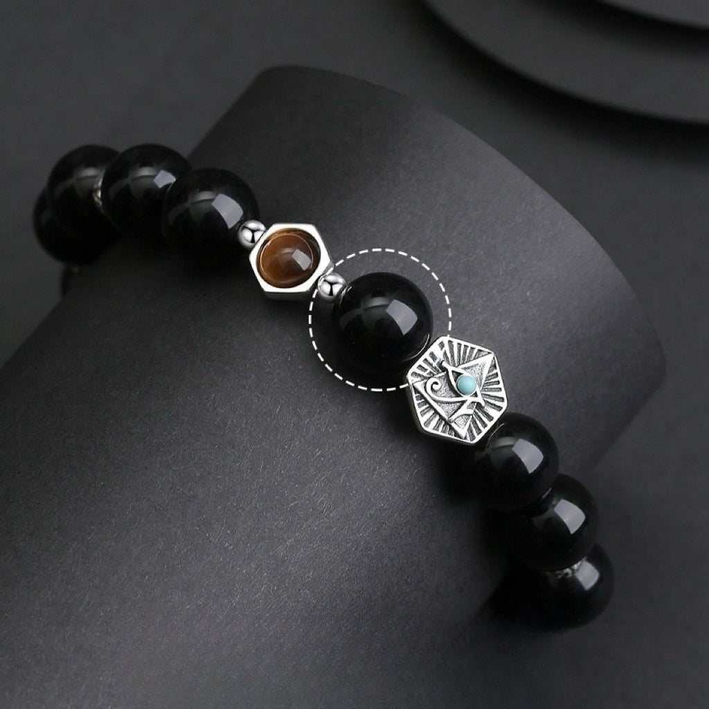 Bracelet Obsidienne Argent 925 Protection Énergie - Biloria